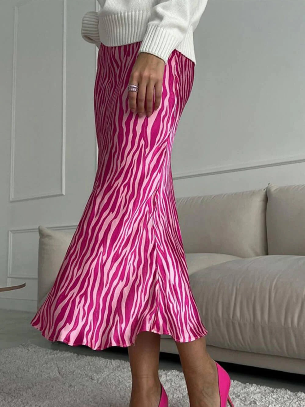 Pink Pulse Satin Skirt