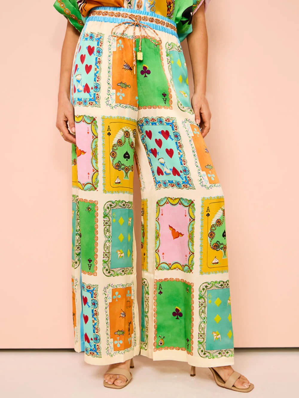 Women’s Luxe Printed Wide-Leg Pants Set