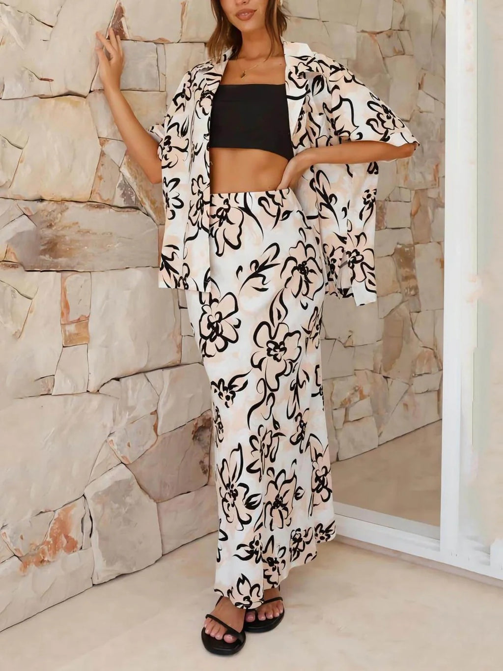 Floral Open Front Blouse