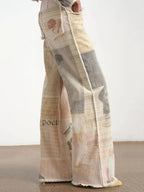 Women’s Artistic Patchwork Wide-Leg Jeans