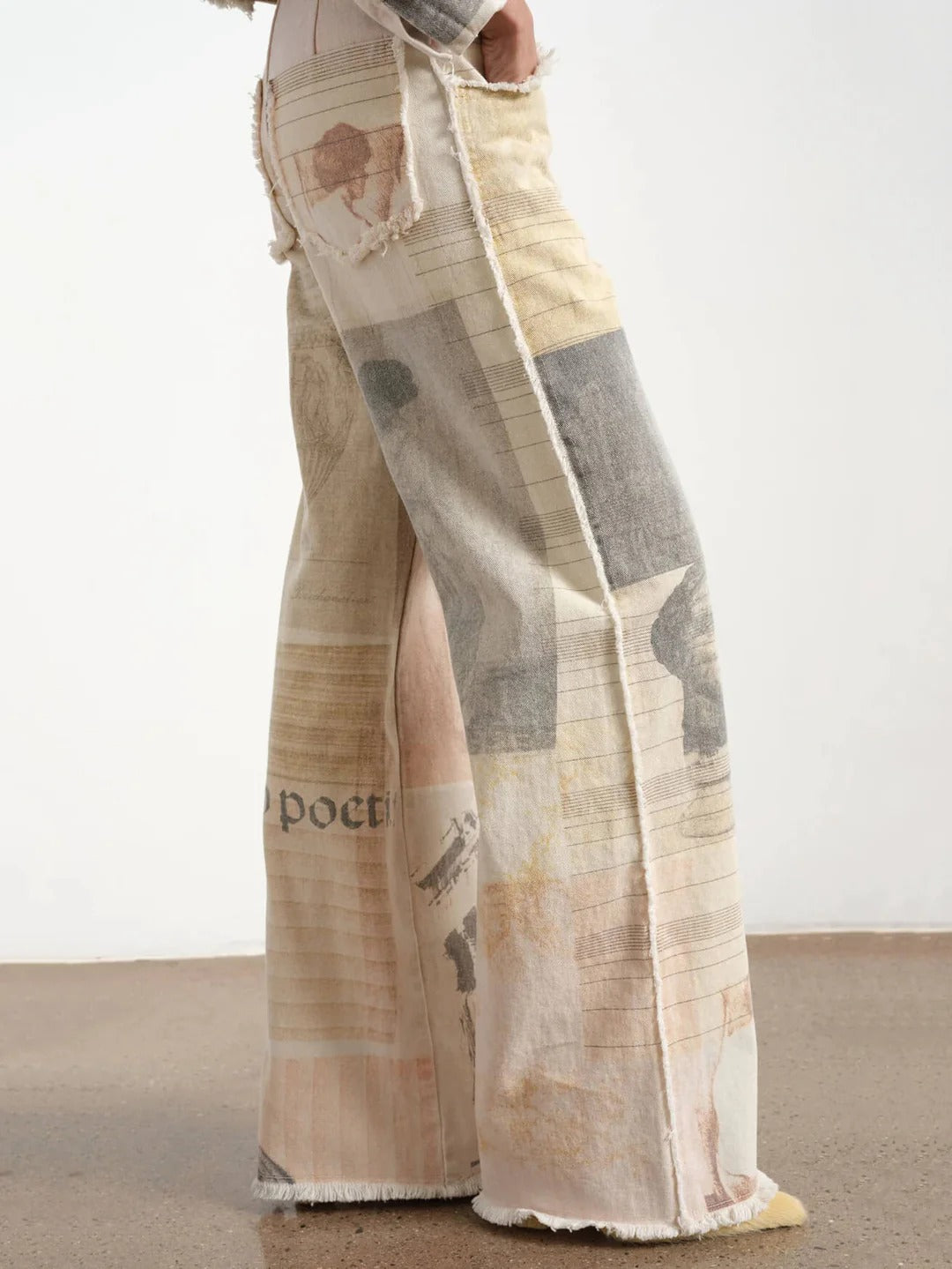 Women’s Artistic Patchwork Wide-Leg Jeans