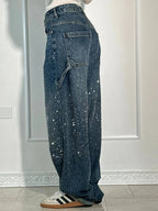 Sparkle Wide-Leg Cargo Jeans