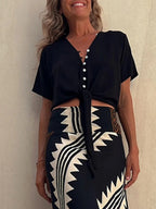 Chic Button Tie-Front Blouse