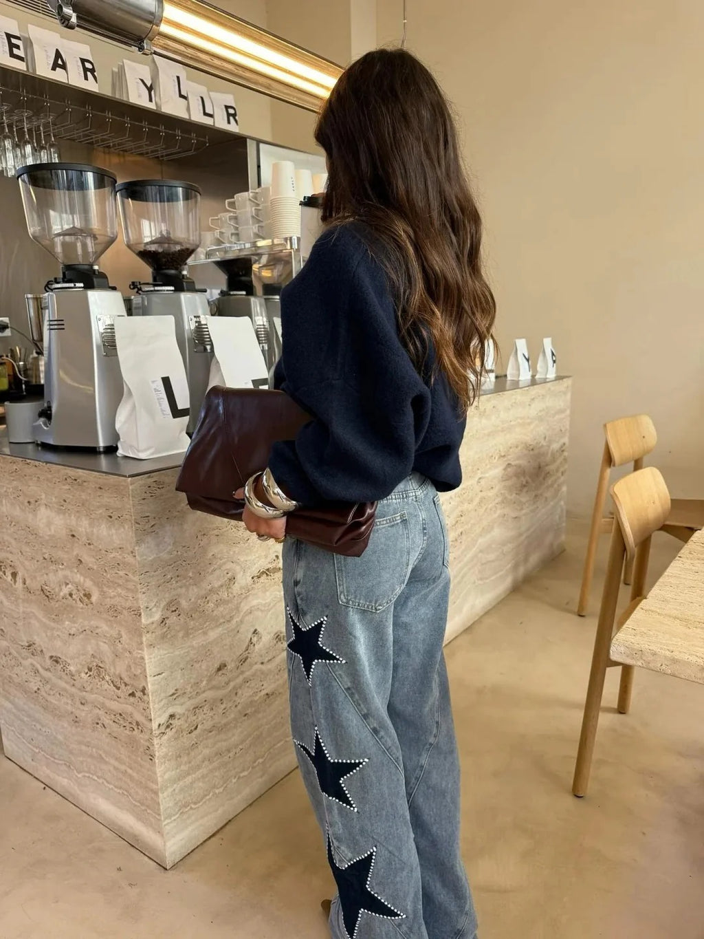 Women’s Star Detail Wide-Leg Jeans