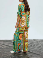 Women’s Vintage Floral Print Pants Set