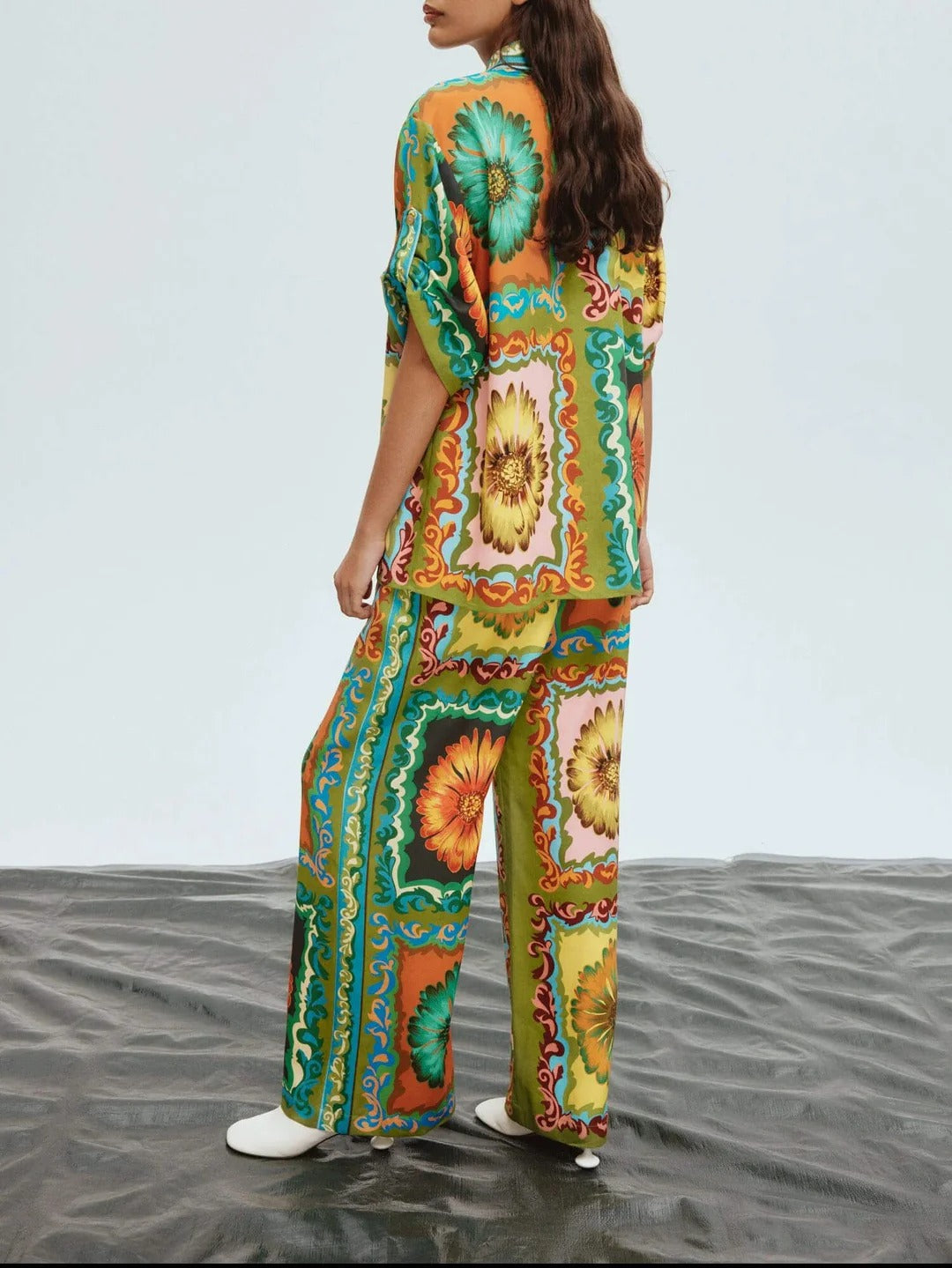 Women’s Vintage Floral Print Pants Set