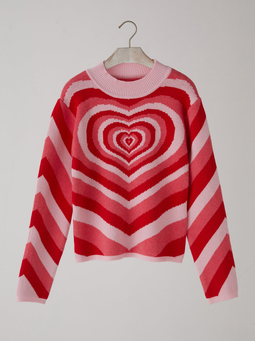 Green Heart Pattern Knit Sweater