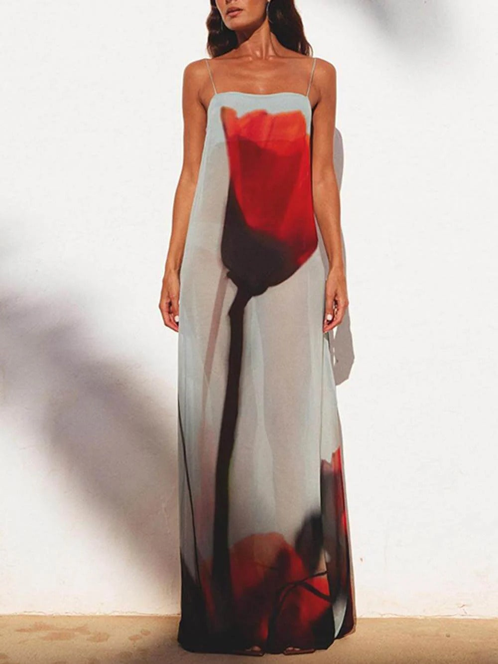 Crimson Flow Maxi Dress
