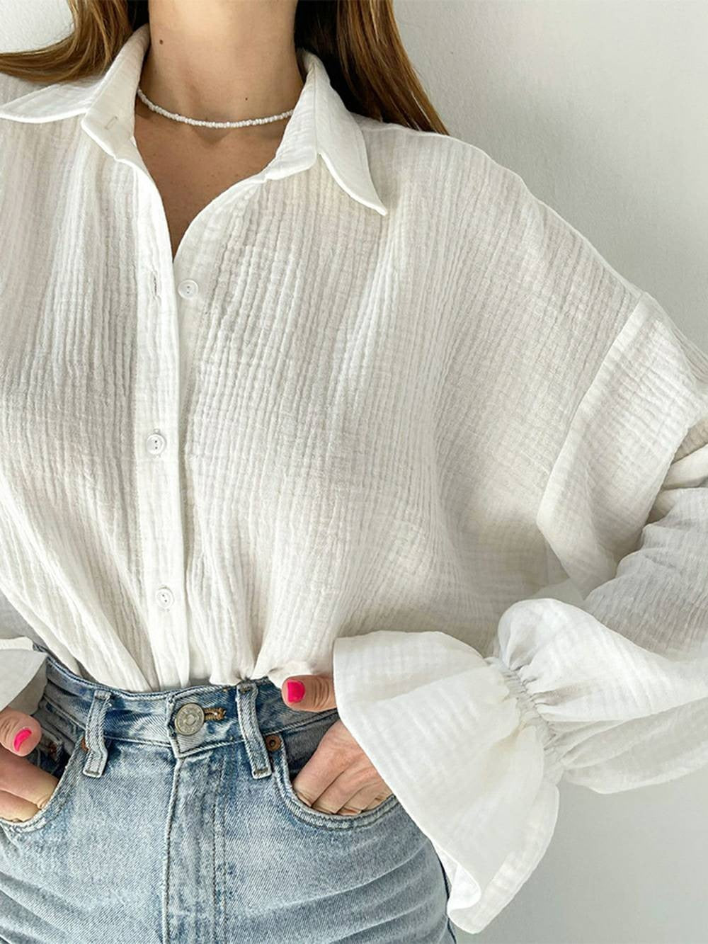 Soft Linen Relaxed White Blouse