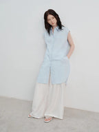 Sleeveless Relaxed Button-Up Blouse