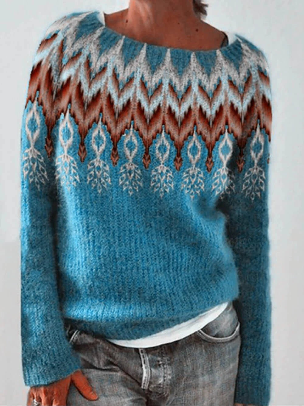 Boho Nordic Pattern Knit Sweater