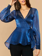 Sheer Wrap Peplum Top