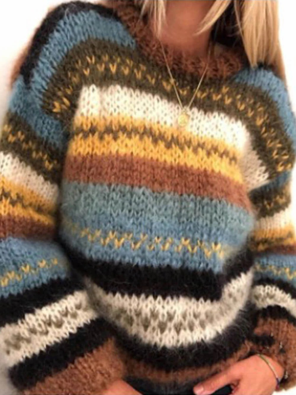 Vintage Stripe Chunky Knit Sweater