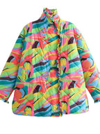 Rainbow Print Quilted Cardigan