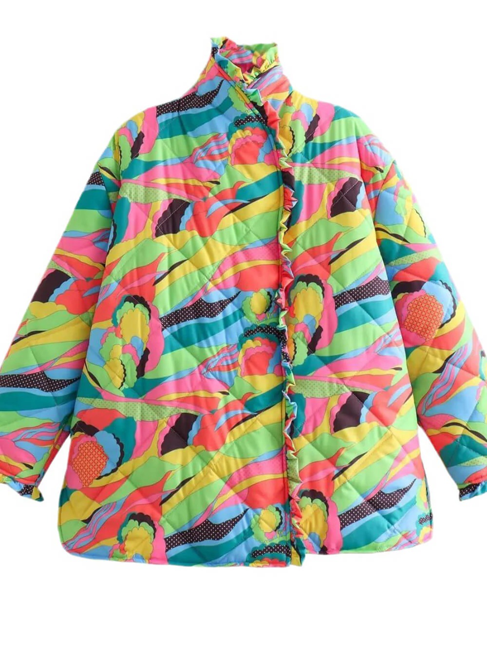 Rainbow Print Quilted Cardigan