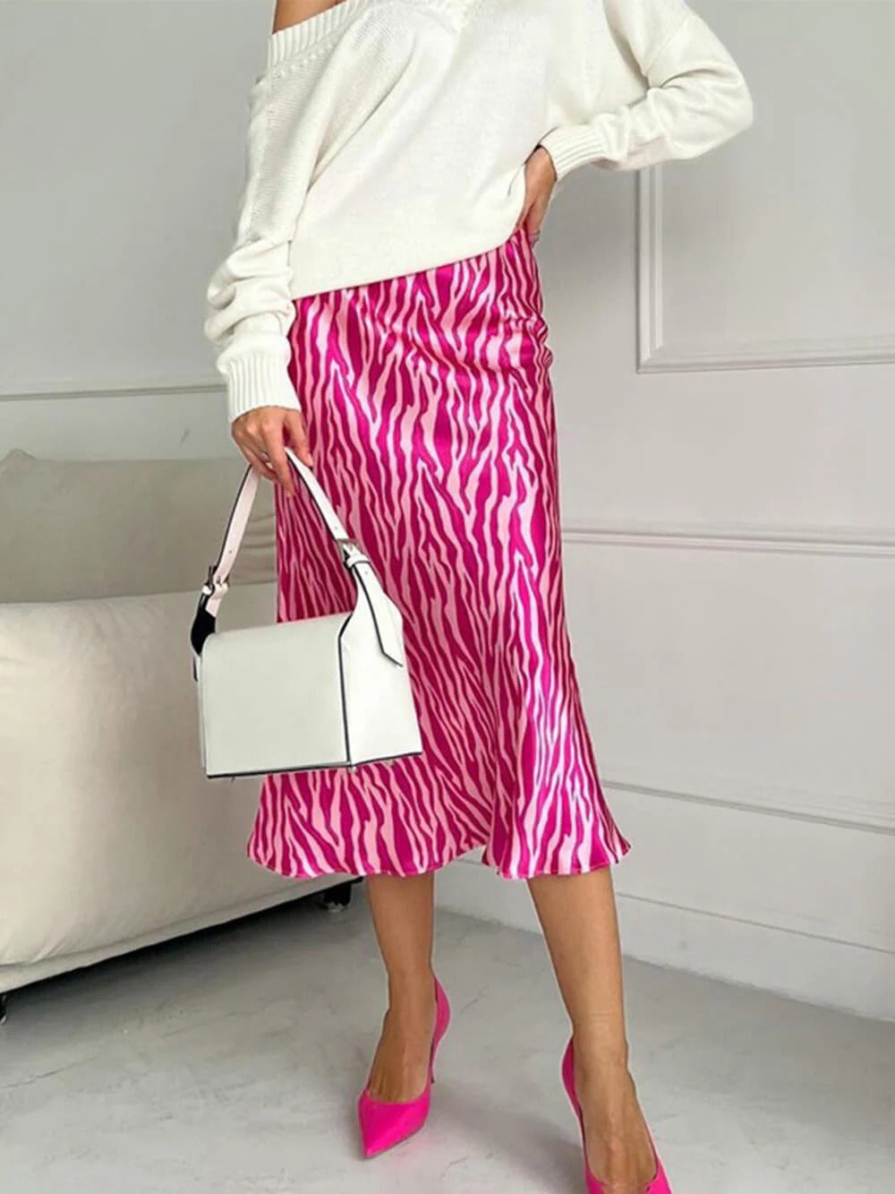 Pink Pulse Satin Skirt