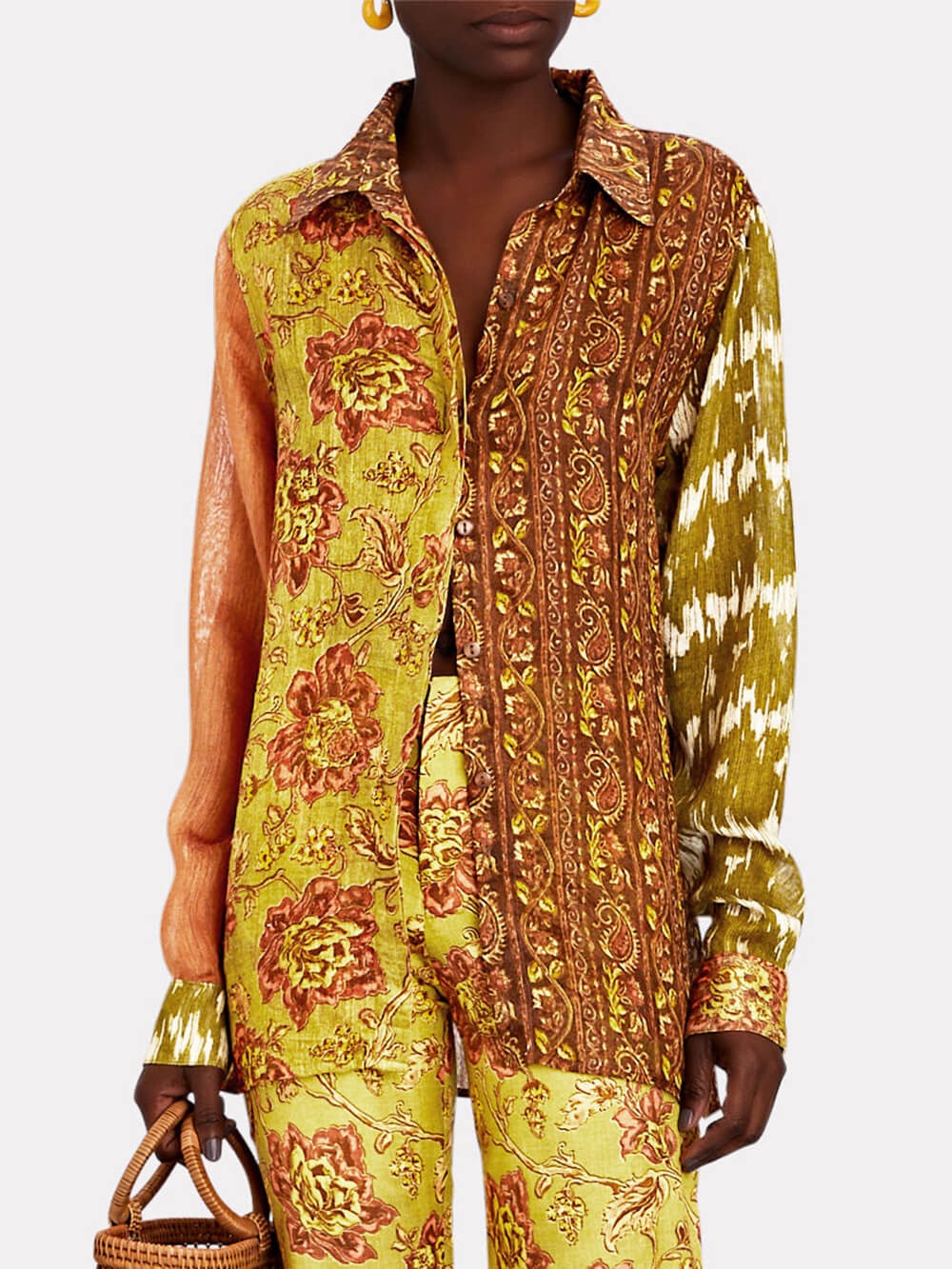 Vintage Mixed Print Blouse
