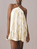Golden Glow Halter Dress