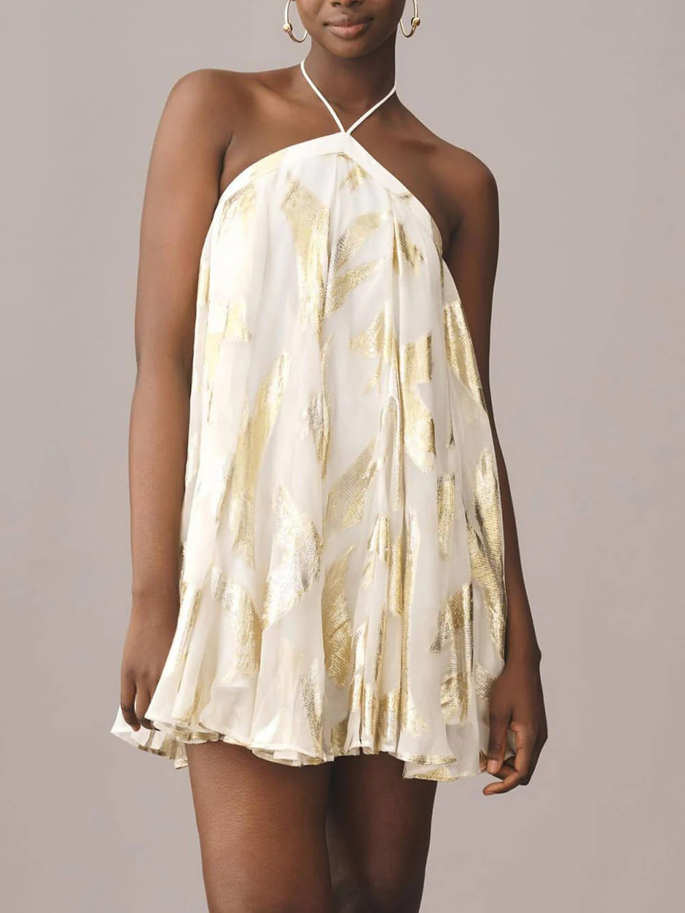 Golden Glow Halter Dress