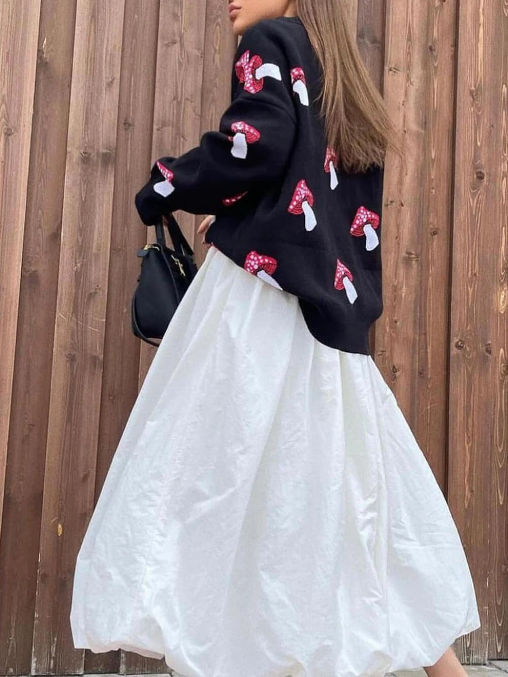 Mushroom Print Knit Sweater