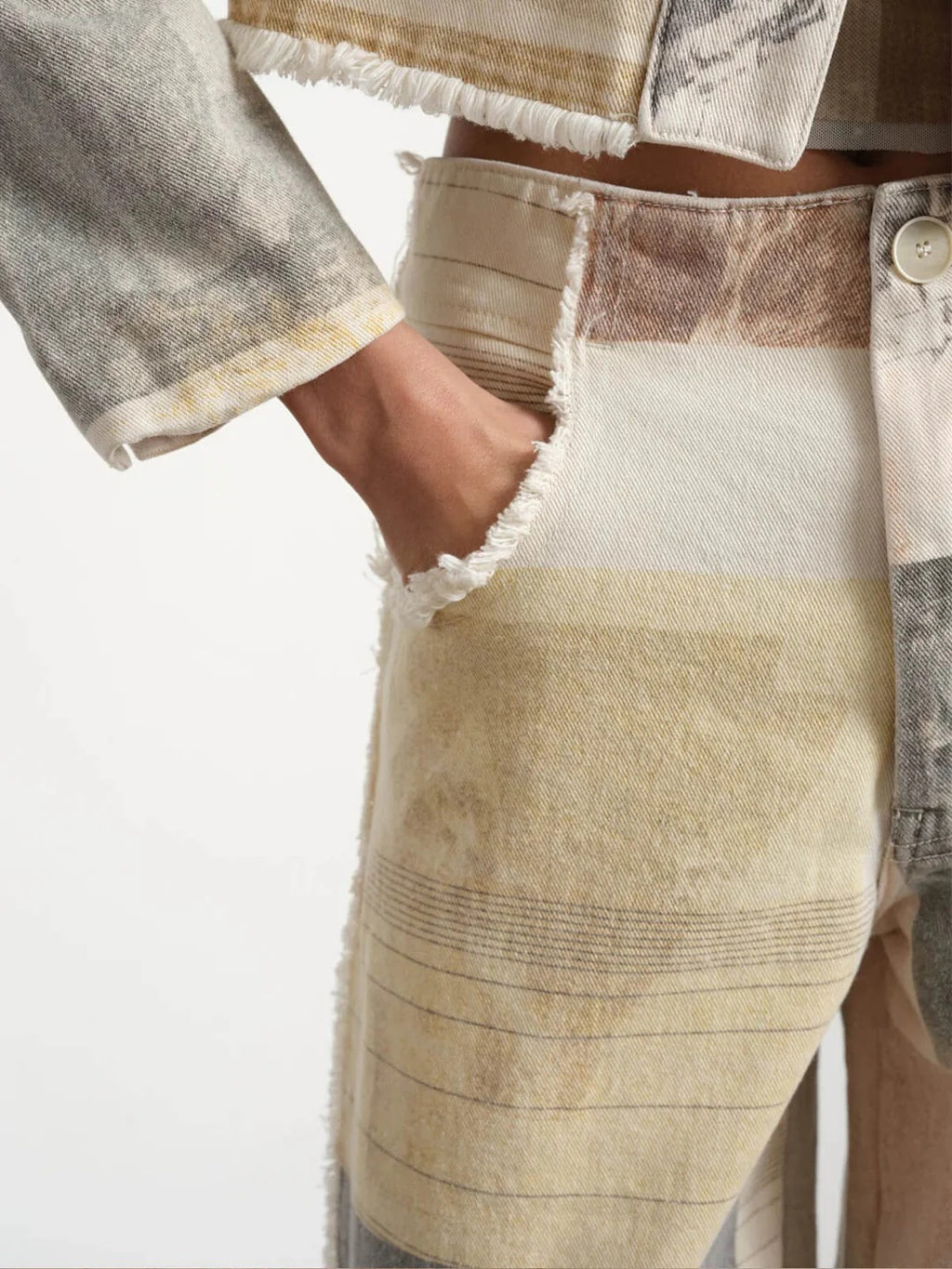 Women’s Artistic Patchwork Wide-Leg Jeans