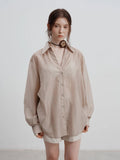 Minimal Satin Button-Up Blouse
