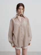 Minimal Satin Button-Up Blouse