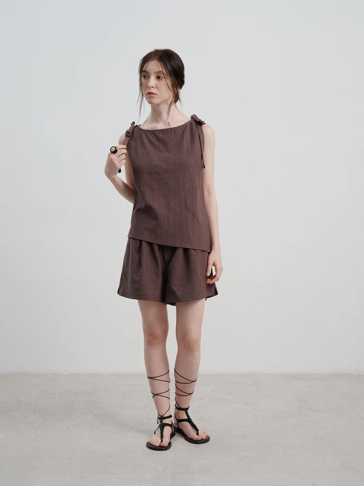 Cocoa Linen Shorts Set