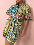 Vintage Mosaic Shirt Dress