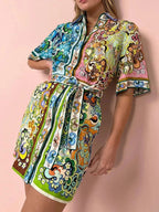 Vintage Mosaic Shirt Dress