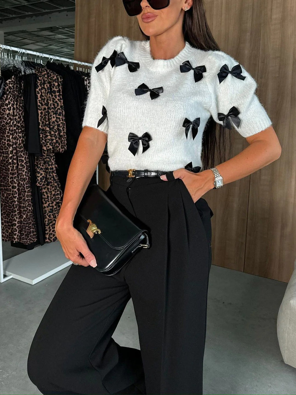 Chic Bow Knit Top