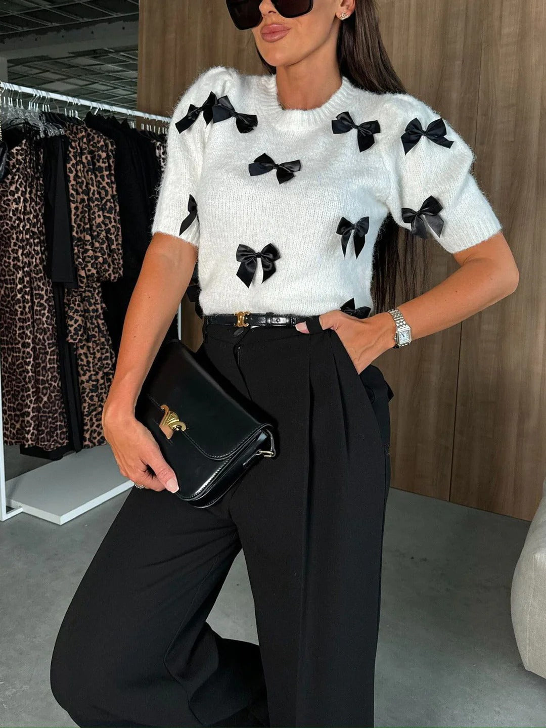 Chic Bow Knit Top