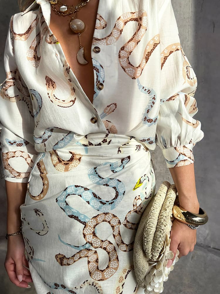 Serpent Chic Skirt Set