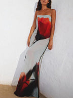 Crimson Flow Maxi Dress
