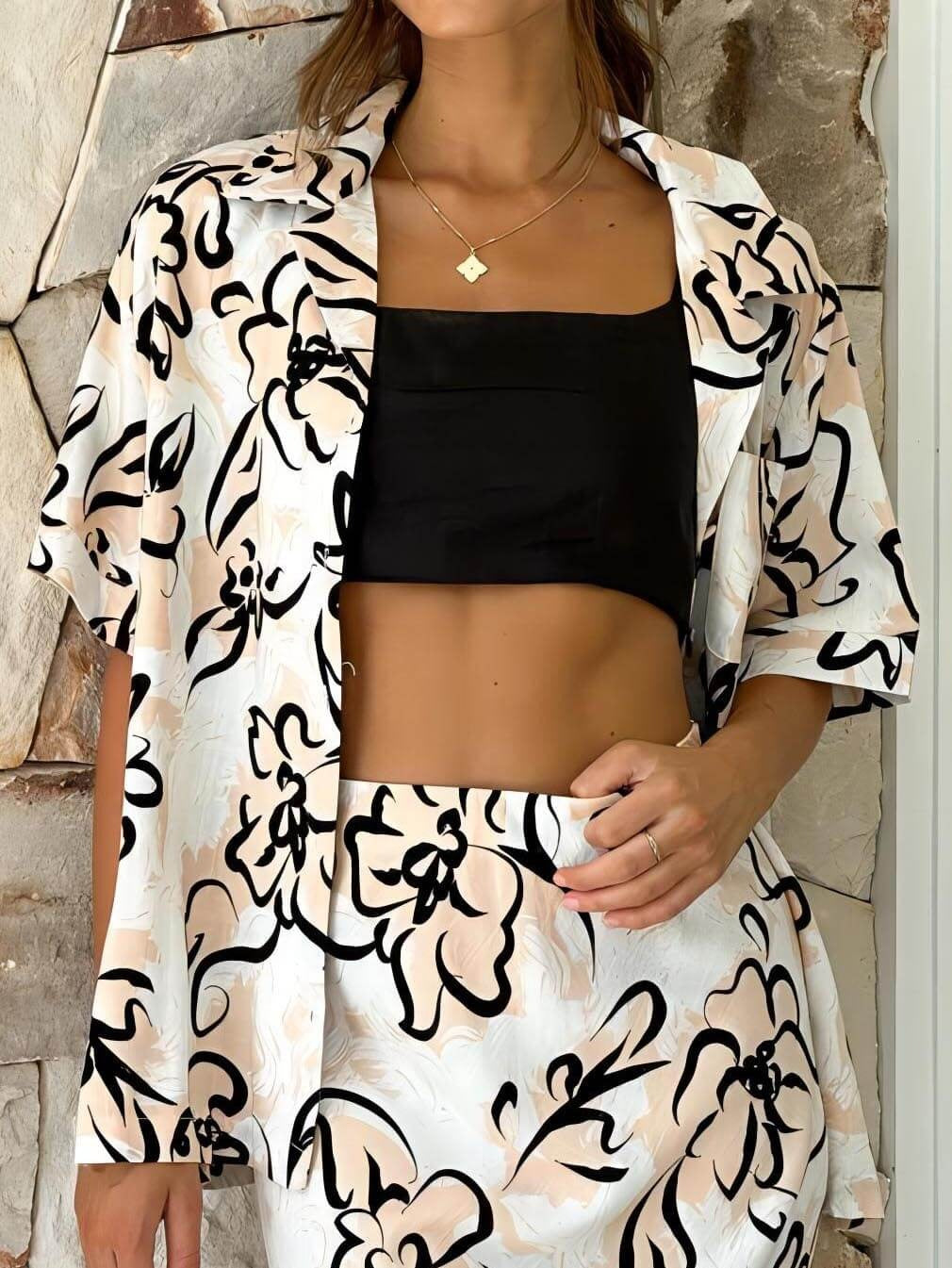 Floral Open Front Blouse