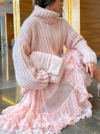 Soft Pink Chunky Turtleneck Sweater