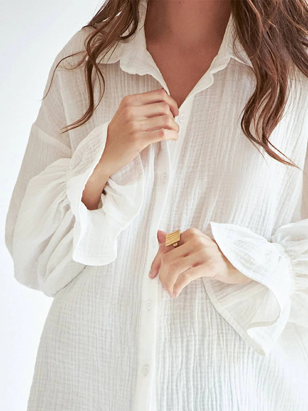 Soft Linen Relaxed White Blouse