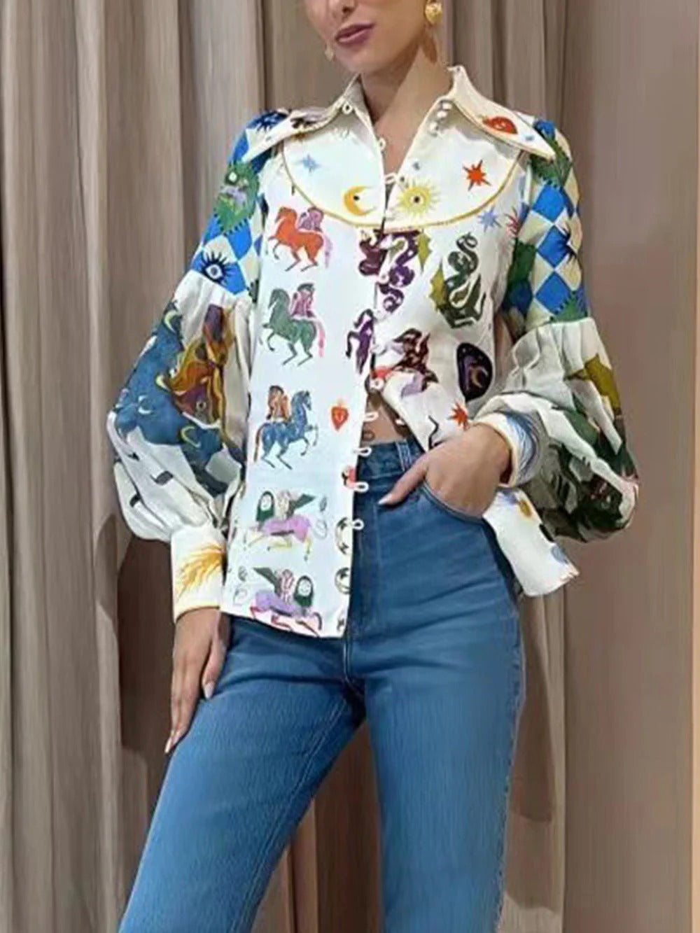 Art Print Statement Blouse