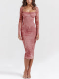 Rosé Sculpt Midi Dress