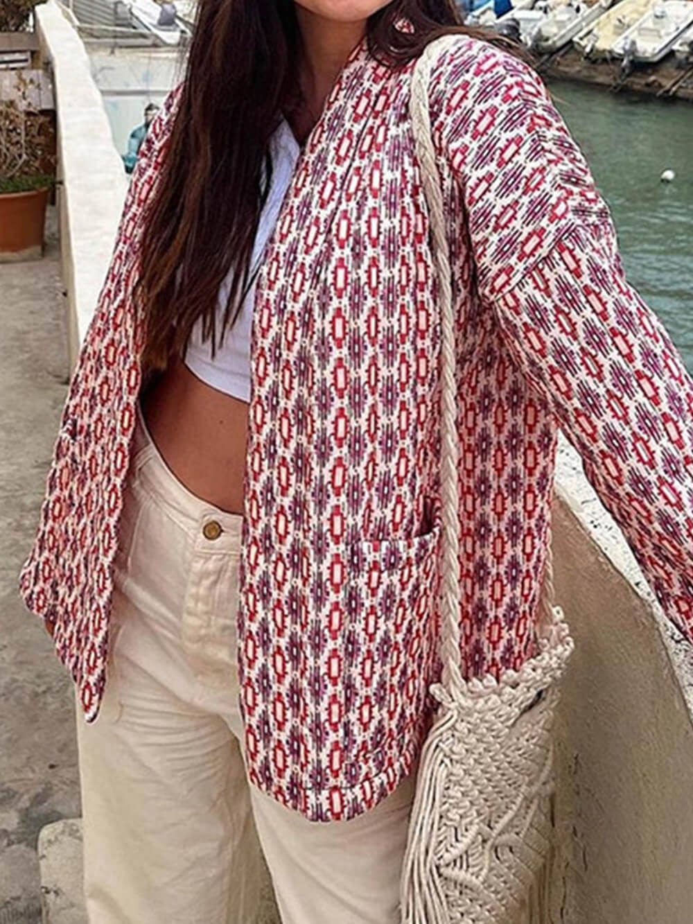 Vintage Pattern Knit Cardigan