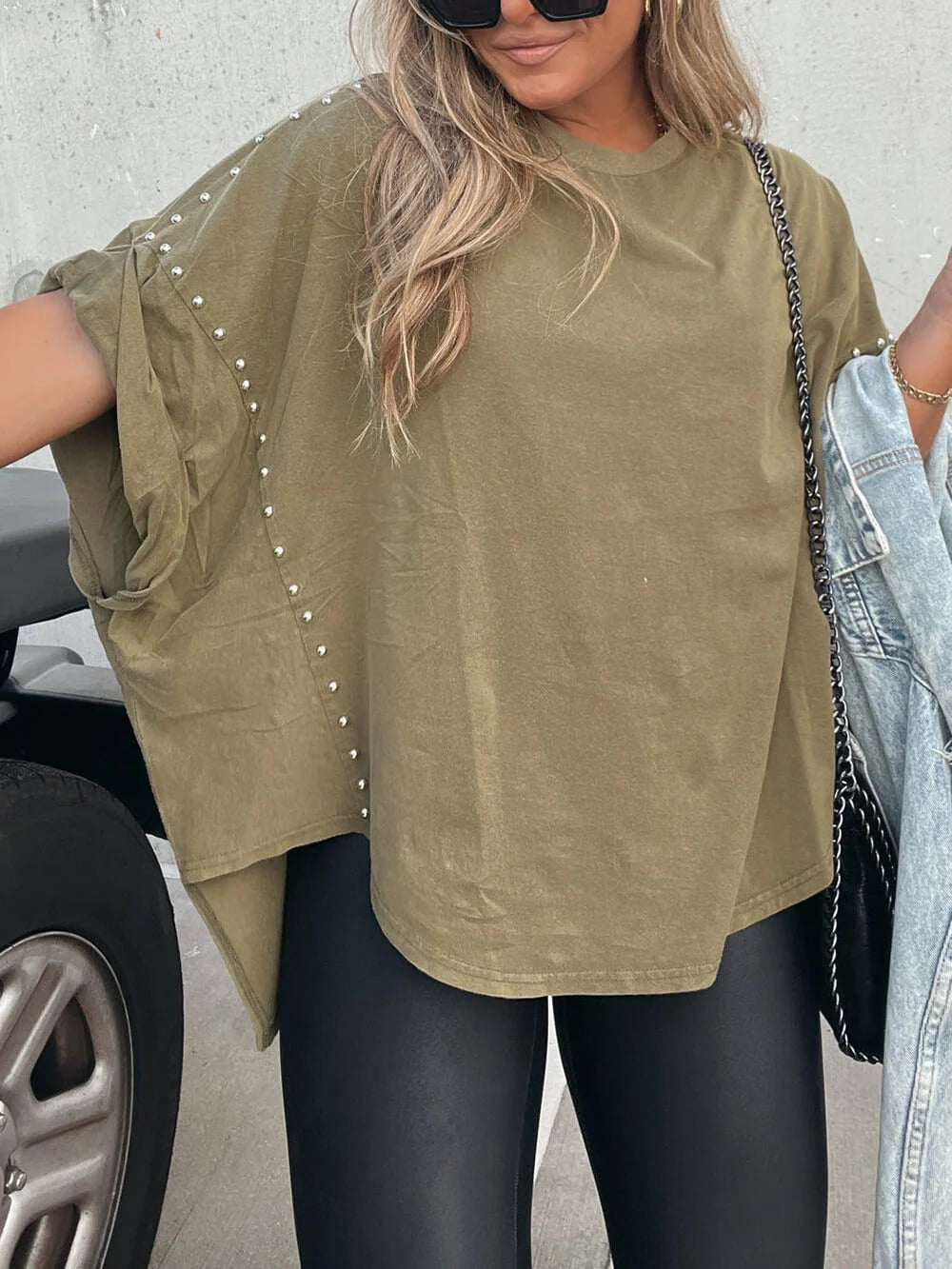 Studded Oversized Casual Tee