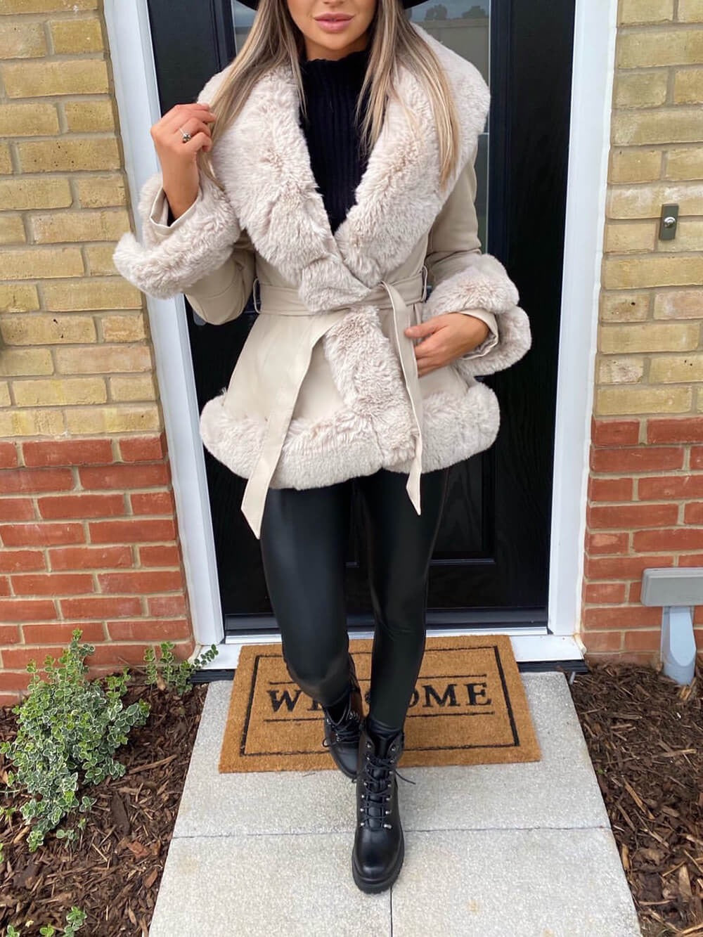 Luxury Faux Fur Leather Cardigan
