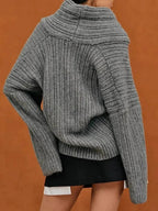 Off-Shoulder Ribbed Knit Sweater