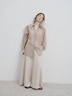 Minimal Satin Button-Up Blouse