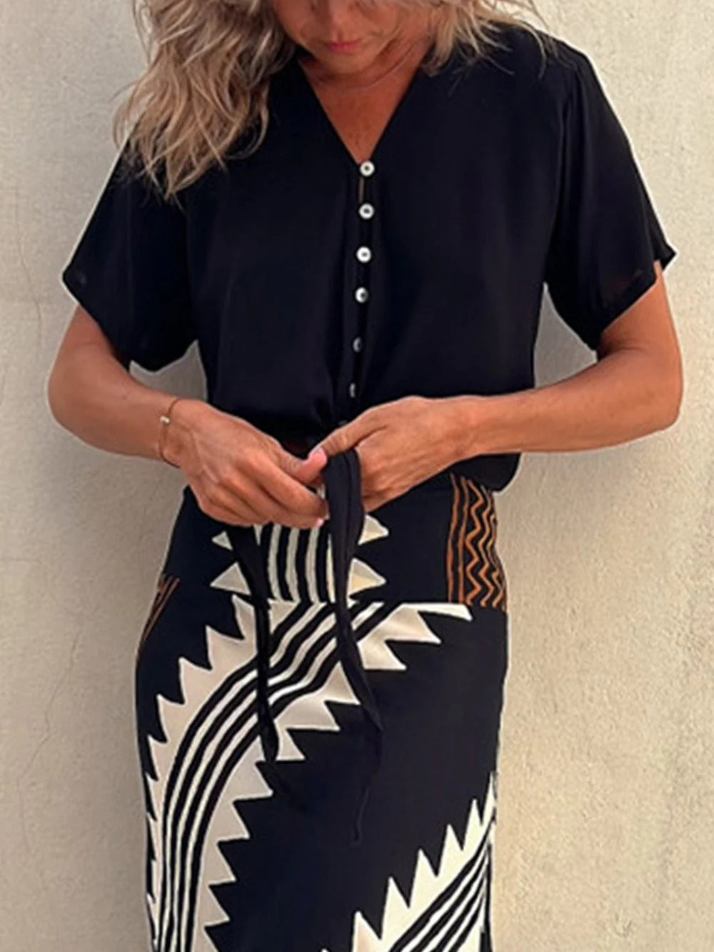 Chic Button Tie-Front Blouse