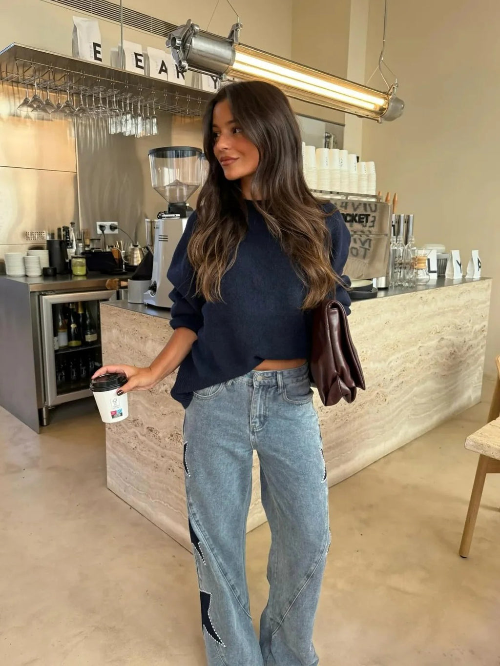 Women’s Star Detail Wide-Leg Jeans