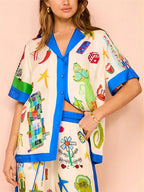 Women’s Playful Graphic Wide-Leg Pants Set