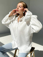 Soft Linen Relaxed White Blouse