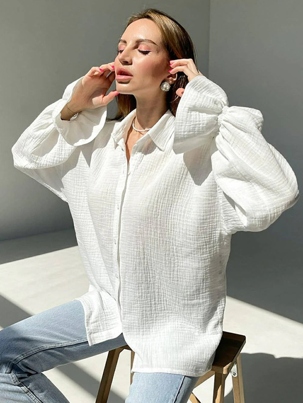 Soft Linen Relaxed White Blouse