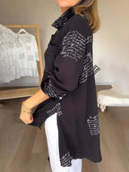 Black Script Print Relaxed Blouse